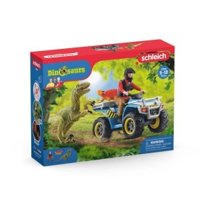 Fuite sur quad face au vélociraptor - Ensemble de Jouets Préhistoriques de 5 Pieces pour Garçons et Filles a Partir de 4 ans -