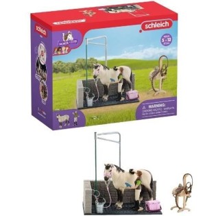 Box Lavage Chevaux avec Figurine Cheval et Cavalier - Coffret de Lavage de Chevaux de 11 Pieces avec Cheval, Cavalier et