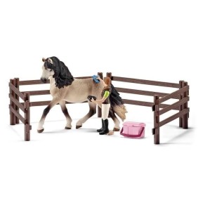 Kit de soin pour chevaux andaloux, coffret schleich avec 9 éléments dont 1 cheval schleich inclus, coffret figurines pour enfant