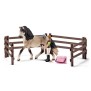 Kit de soin pour chevaux andaloux, coffret schleich avec 9 éléments dont 1 cheval schleich inclus, coffret figurines pour enfant