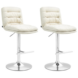 Lot de 2 tabourets de bar Damar tissu chrome crème