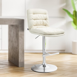 Lot de 2 tabourets de bar Damar tissu chrome crème