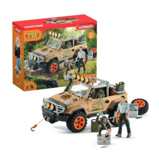 Véhicule tout-terrain avec treuil , Coffret de Jouets schleich 16 Pieces avec Chimpanzé, Jeep, Garde Forestier, Cadeau Jouet 3 a