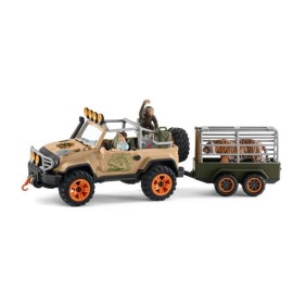 Véhicule tout-terrain avec treuil , Coffret de Jouets schleich 16 Pieces avec Chimpanzé, Jeep, Garde Forestier, Cadeau Jouet 3 a