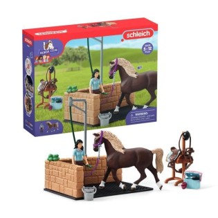 Box de lavage pour chevaux Emily et Luna, coffret schleich avec 19 éléments inclus dont 1 cheval schleich, coffret figurines écu