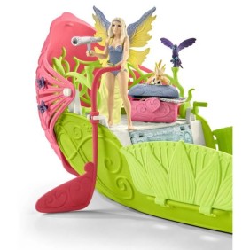 Bateau fleuri magique de Sera, coffret de jeu de 40 pieces avec figurine de licorne, elfe et coffre au trésor, jouet pour enfant