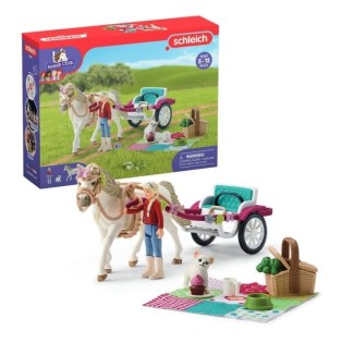 Caleche pour le spectacle équestre, coffret schleich avec 32 éléments inclus dont 1 cheval schleich et 1 personnage, coffret