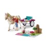 Caleche pour le spectacle équestre, coffret schleich avec 32 éléments inclus dont 1 cheval schleich et 1 personnage, coffret