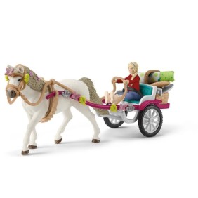 Caleche pour le spectacle équestre, coffret schleich avec 32 éléments inclus dont 1 cheval schleich et 1 personnage, coffret