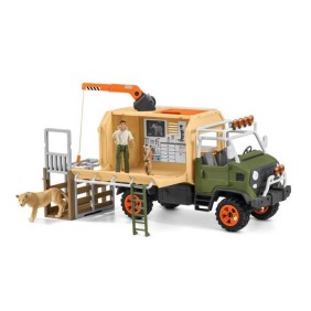 Gros camion de sauvetage d'animaux, coffret de jeu de 45 pieces avec 2 figurines d'animaux, 1 figurine de ranger articulée et de