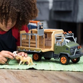 Gros camion de sauvetage d'animaux, coffret de jeu de 45 pieces avec 2 figurines d'animaux, 1 figurine de ranger articulée et de