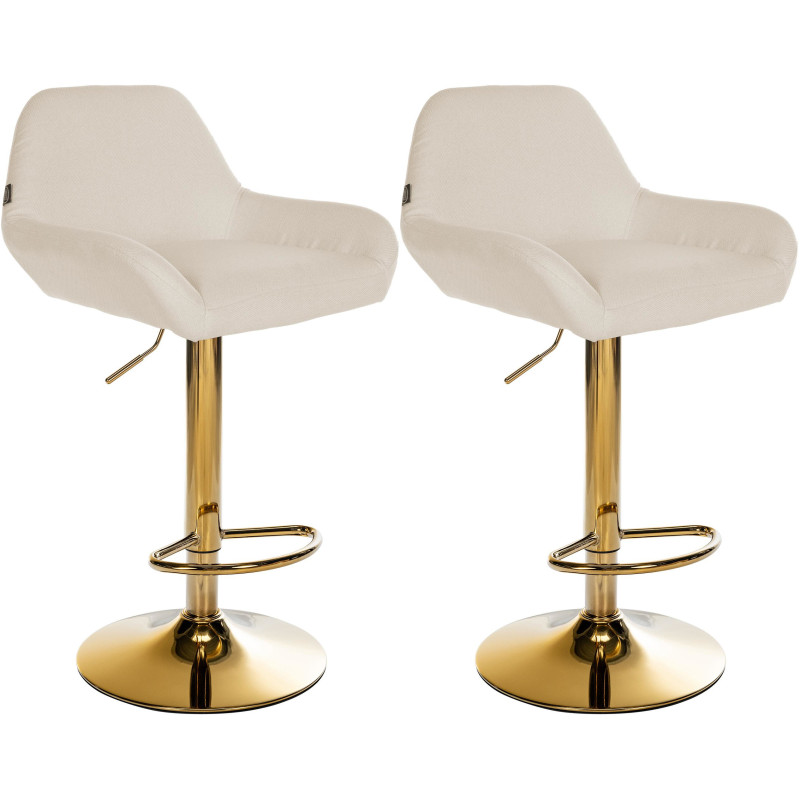 Lot de 2 tabourets de bar Braga Gold tissu crème
