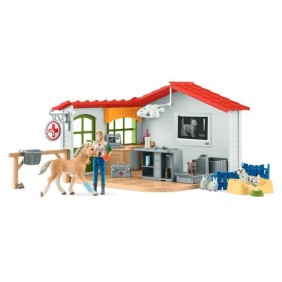 Cabinet vétérinaire avec animaux, coffret de 43 pieces avec figurine vétérinaire, animaux et accessoires, jouets animaux de la