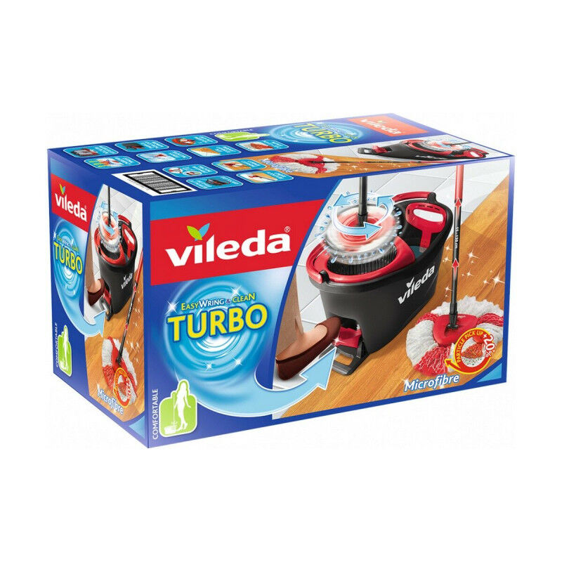 Mop with Bucket Vileda mop en steel Supermocio 3Action Blanc Rouge Microfibres