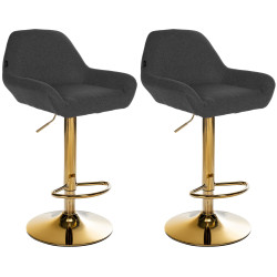 Lot de 2 tabourets de bar Braga Gold tissu noir