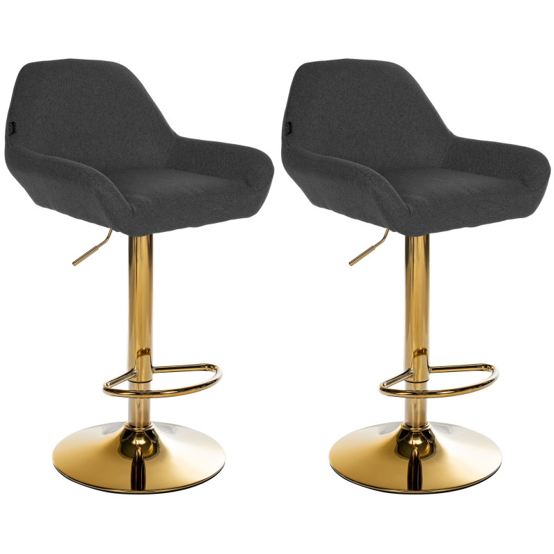 Lot de 2 tabourets de bar Braga en tissu doré noir