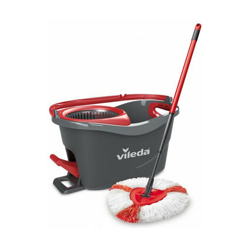 Mop with Bucket Vileda mop en steel Supermocio 3Action Blanc Rouge Microfibres