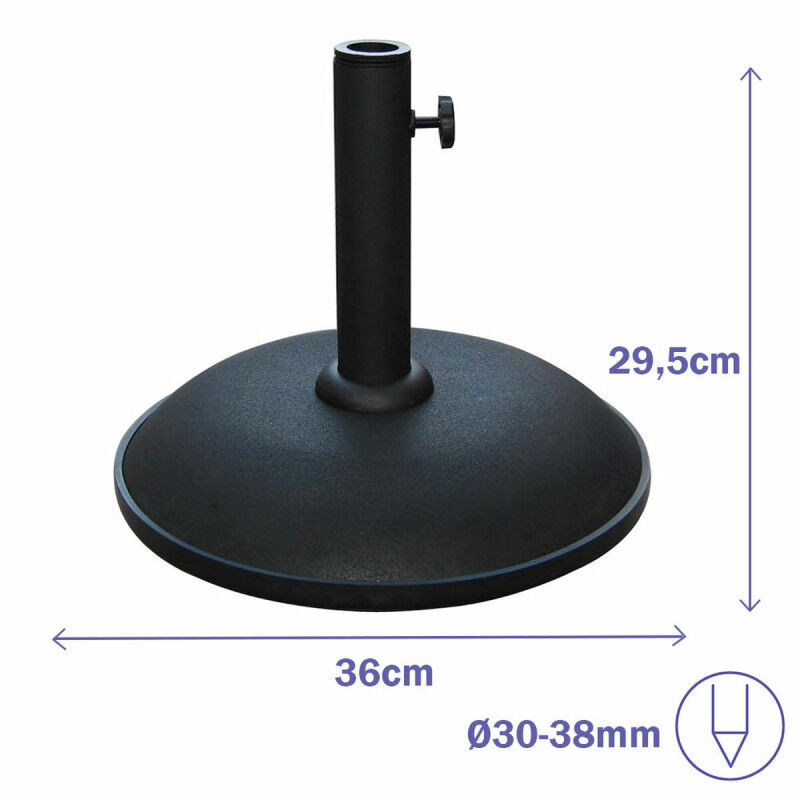 Marbueno Base Parasol Ronde 36x29,5 cm 11KG Noir Jardin, Piscine, Terrasse 10444
