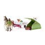 Aventures au camping de Sarah, coffret schleich avec 23 éléments inclus dont 1 cheval schleich et 1 personnage, coffret figurine