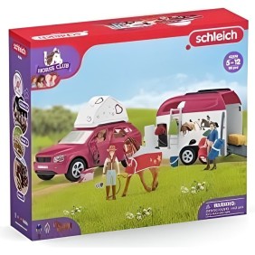 Voyage en voiture avec remorque pour chevaux, Coffret figurines Schleich 42535 Horse Club pour enfants de 5 ans