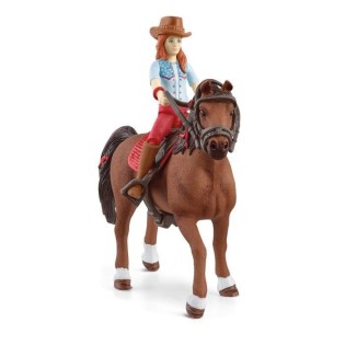 Figurine Cavaliere Hannah et Cayenne, des 5 ans, Schleich 42539 Horse Club - coffret, 15,1 x 7,9 x 18 cm