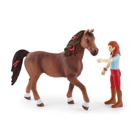 Figurine Cavaliere Hannah et Cayenne, des 5 ans, Schleich 42539 Horse Club - coffret, 15,1 x 7,9 x 18 cm