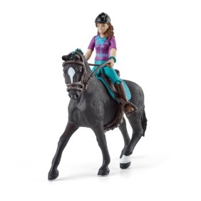 Figurine Cavaliere Lisa et Storm, coffret schleich avec 10 éléments inclus dont 1 cheval schleich hanovrien et sa cavaliere,