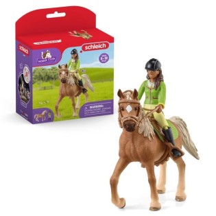 Coffret avec Sarah la Cavaliere et son Cheval Mystery - Set avec Selle et Bride Amovibles, Figurine Mobile - Divertissement Plei