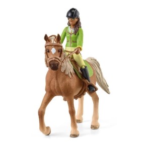 Coffret avec Sarah la Cavaliere et son Cheval Mystery - Set avec Selle et Bride Amovibles, Figurine Mobile - Divertissement Plei