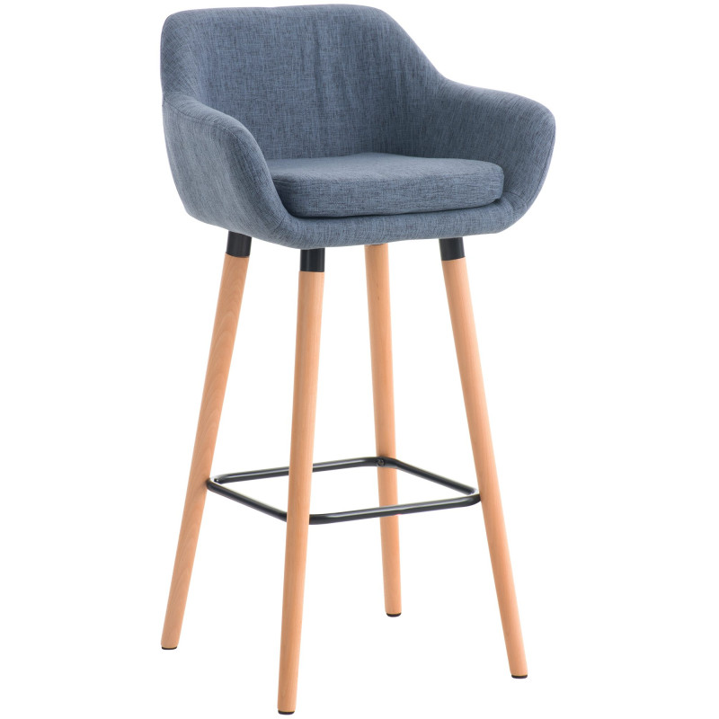 Tabouret de bar en tissu Grant bleu