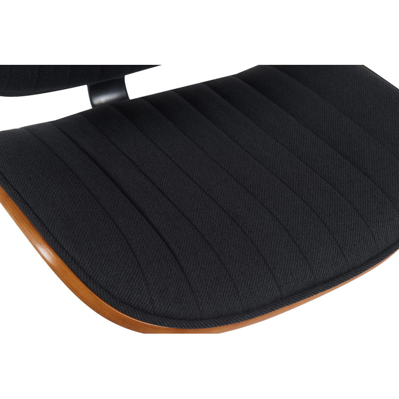 Tabouret de bar Clawson, tissu noir noyer/noir