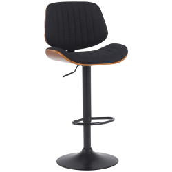 Tabouret de bar Clawson, tissu noir noyer/noir