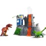 Expédition au grand Volcan, set de figurines dinosaures avec un volcan en éruption LED, une figurine de chercheuse et 2 jouets