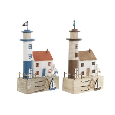 Figurine Décorative Home ESPRIT Bleu Rouge Multicouleur 17 x 8,5 x 30 cm (2 Unités)