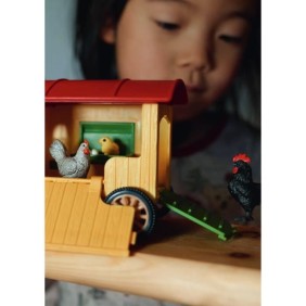 Coffret Poulailler Mobile SCHLEICH - Farm World - Avec 1 coq, 1 poulet, 1 poussin et des oeufs