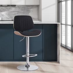 Tabouret de bar Clawson en tissu chrome nature/noir