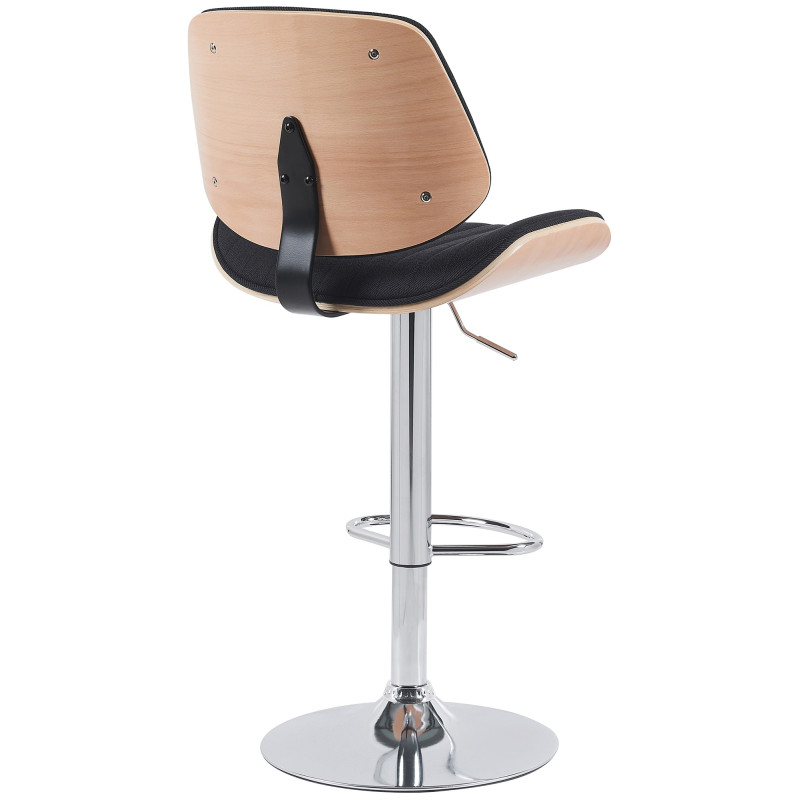 Tabouret de bar Clawson en tissu chrome nature/noir