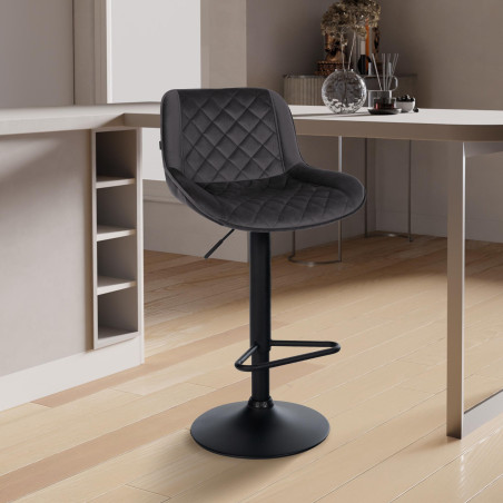 Tabouret de bar en velours Kasson noir