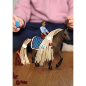 Coffret Cheval a coiffer Leo et Rocky - Figurines Chevaux Sofia's Beauties - Coffret de jouets de 18 Pieces -Chevaux a La Crinie