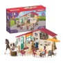 Café des cavaliers, coffret schleich avec 97 éléments inclus dont 1 cheval schleich et 2 personnages, coffret figurines pour