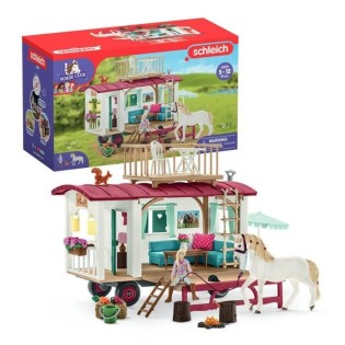 Caravane rencontres secretes, coffret schleich avec 1 cheval schleich inclus, coffret figurines pour enfants de 5 ans - schleich