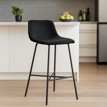 Tabouret de bar Altona en velours noir