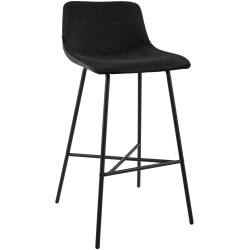 Tabouret de bar en velours Altona noir