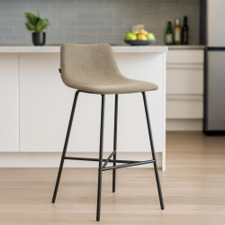 Tabouret de bar Altona en tissu taupe