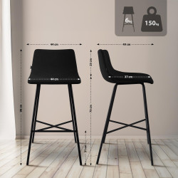 Tabouret de bar en tissu Altona noir