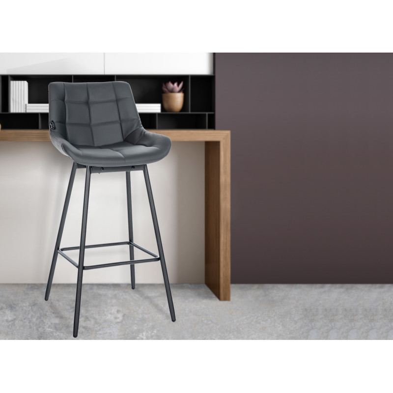 Lot de 4 tabourets de bar pivotants Weston en similicuir gris