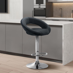 Tabouret de bar Olinda velours chrome gris foncé