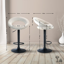 Tabouret de bar Olinda en velours noir crème