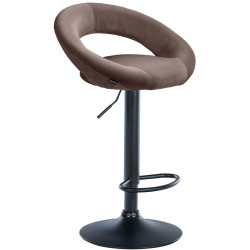 Tabouret de bar Olinda velours noir marron