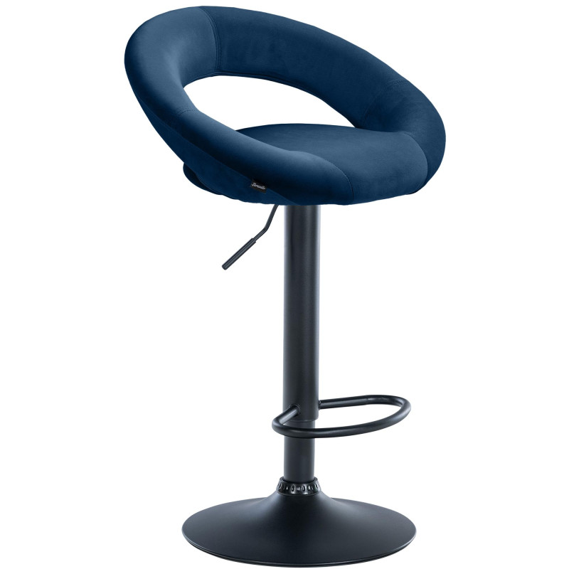 Tabouret de bar Olinda en velours noir bleu